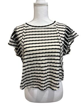 Altar'd State Black & White Striped Short Sleeve Knit Top